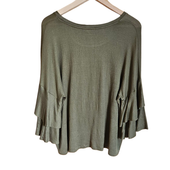 Collection by Bobeau Olive Ruffle Sleeve Textured Knit Top Women’s Large NWT - Picture 7 of 7